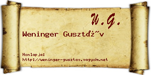 Weninger Gusztáv névjegykártya